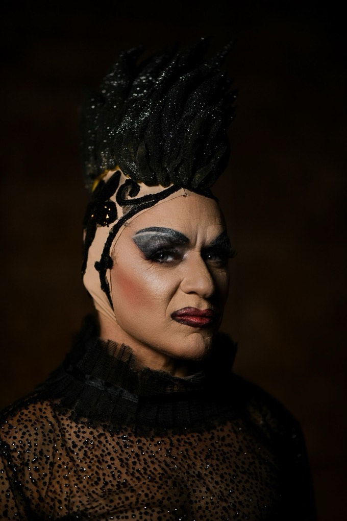 Heather Boa, gothic cabaret drag performer in Merchant City, Glasgow